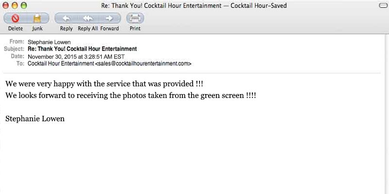 cocktail hour entertainment review feedback comments